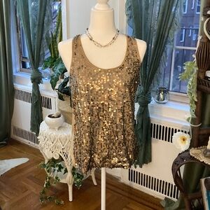 Sequin Tank Top - Gold